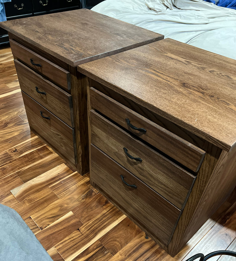 Oversized Red Oak Nightstands